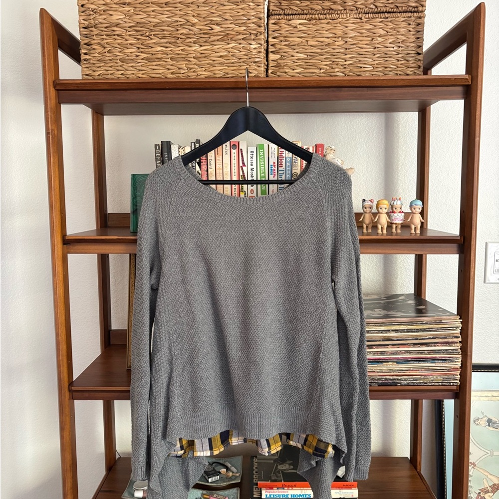 Anthropologie Heather Gray Crewneck Knit Sweater